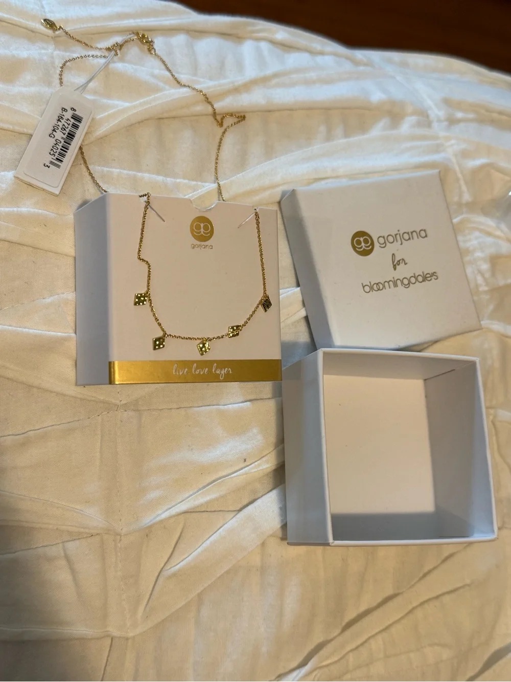NWT Gorjana for Bloomingdale’s Gold Hammered Diamond Charm Necklace